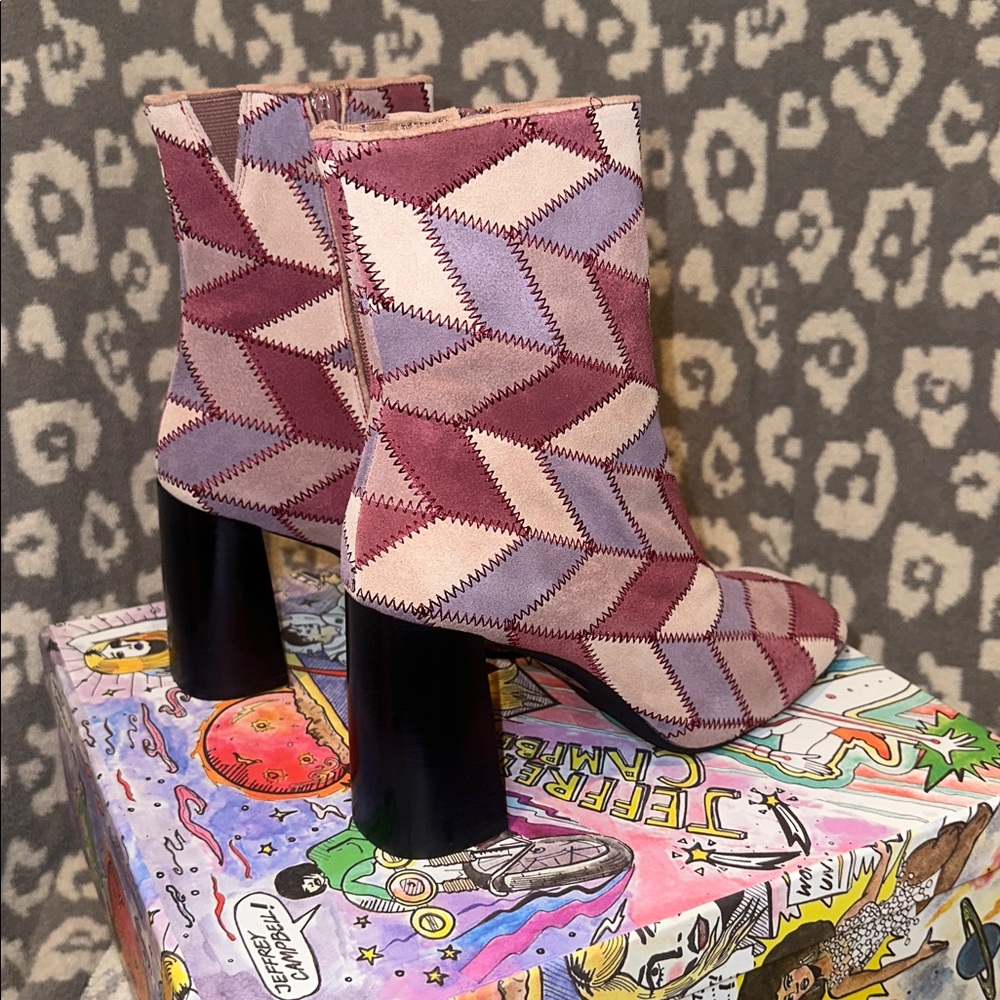 Jeffrey Campbell Verus-PW in Pink Suede Multi ๐ Heeled Booties New & Never Worn - Picture 7 of 17